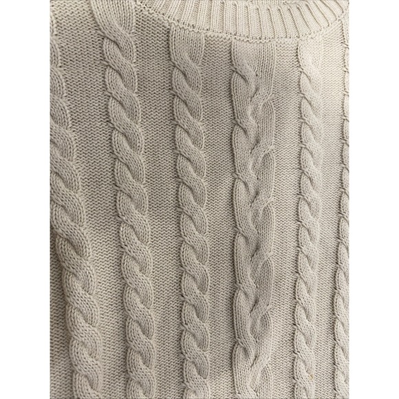 Apple seed cable knit Sweater women's medium beige crewneck fisherman - Picture 3 of 9
